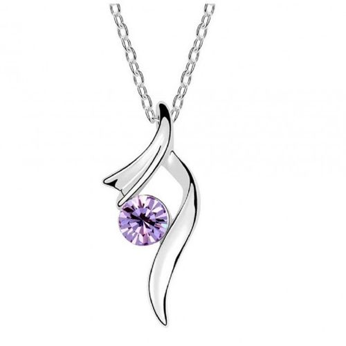 Collier Strass Pendant Argenté Femme Couleur Mauve