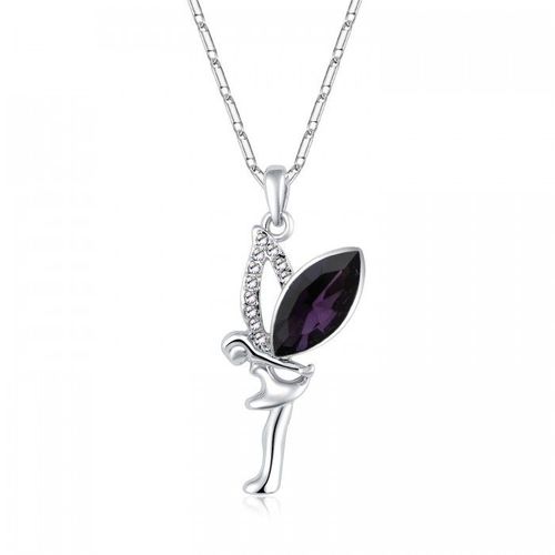 Collier Fée Aile De Strass Argenté Femme Couleur Violet