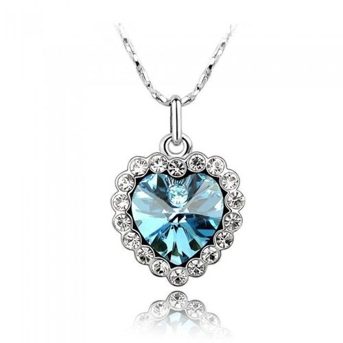Collier Coeur De L'océan Strass Argenté Femme Couleur Bleu Turquoise