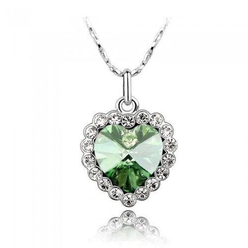 Collier Coeur De L'océan Strass Argenté Femme Couleur Vert