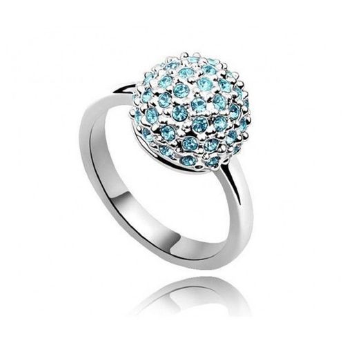 Bague Shamballa Strass Bleu Turquoise Argentée Femme