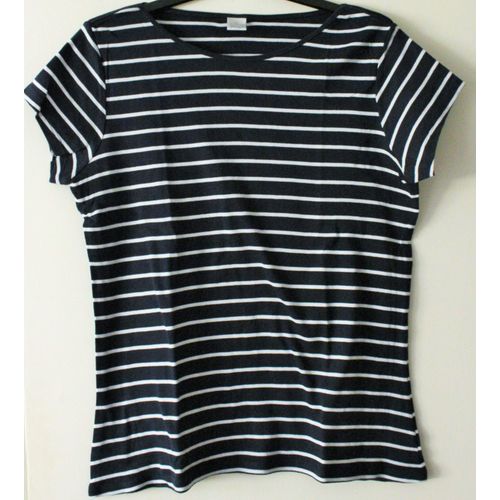 T-Shirt Camaieu Marine Rayé Blanc Taille Xl