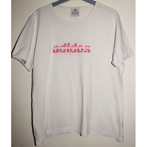 T-Shirt Adidas Blanc Avec Logo Écrit En Rouge Taille 44