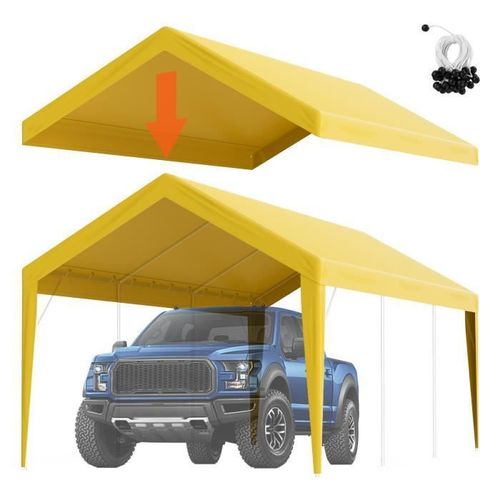 Toile D'auvent De Rechange-Vevor-Abri De Voiture-6,1x3 M-Imperméable Et Protégée Contre Uv-Couverture Supérieure Uniquement