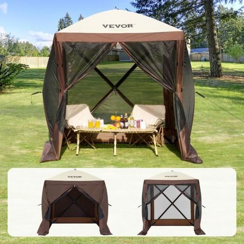 Tonnelle Avec Moustiquaire - Vevor - Tonnelle Pop-Up Tente Moustiquaire 4 Côtés Abri Soleil Marron 1,83 X 1,83 X 2,1 M