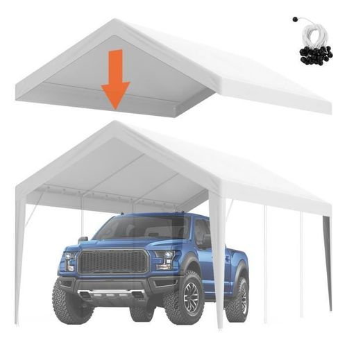 Bâche De Tente De Garage-Vevor-6,1x3 Imperméable Protégée Contre Uv-Élastiques À Boule-Cadre Non Inclus-Blanc