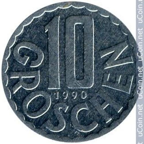Autriche = Pièce De Monnaie De 10 Groshen , En Aluminium, Année 1990