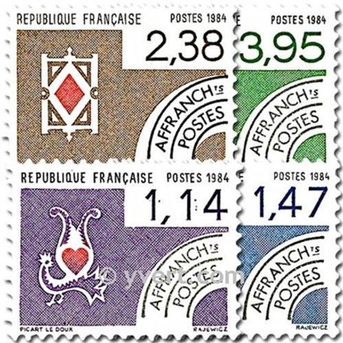 Cartes À Jouer Série Complète Année 1984 Timbres Préoblitérés N° 182 183 184 185 Yvert Et Tellier Luxe