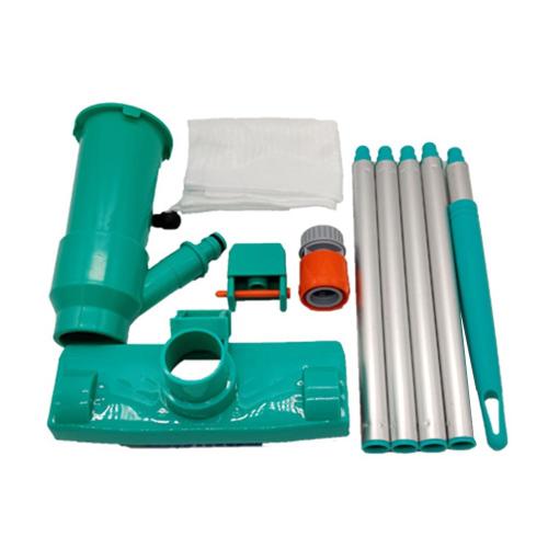 Tête d'aspirateur de piscine avec sac à brosse, Kit d'outils de nettoyage de pôles à 4 sections pour piscines enterrées hors sol, bassins de spa, fontaine