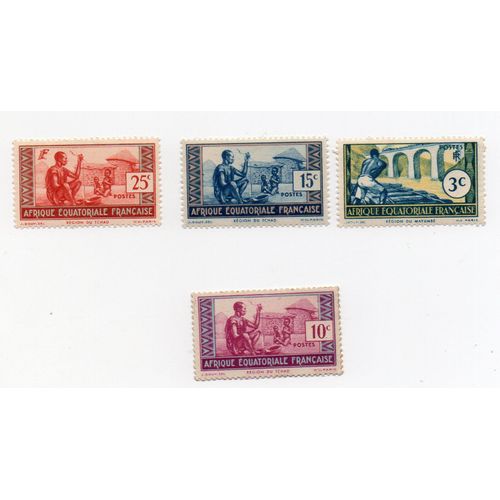 Afrique Equatoriale Française- Lot De 3 Timbres Neufs Et 1 Timbre Neuf Sans Gomme Offert- Région Du Tchad