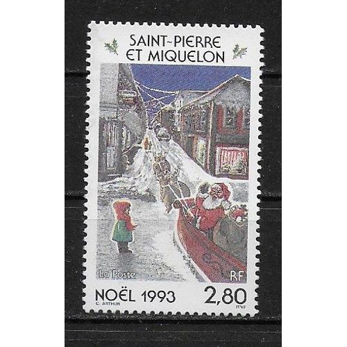 Saint-Pierre-Et-Miquelon 1993 : Noël : Enfant Regardant Passer Le Père Noël Et Son Attelage - Timbre Neuf **