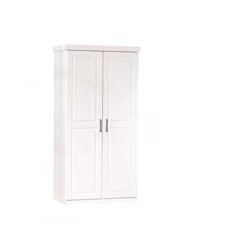 Alaska - Armoire 2 Portes + Penderie Bois Massif Vernis Blanc