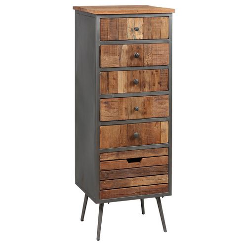 Leonard - Chiffonnier 6 Tiroirs Acier Et Bois Massif