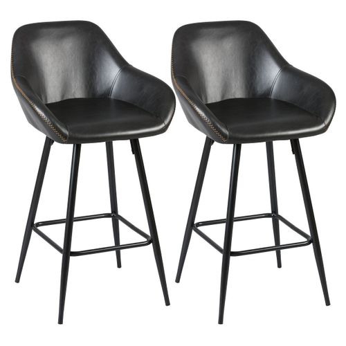 Thome - Lot De 2 Tabourets De Bar Simili Noir