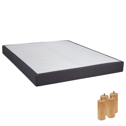 Tapikit - Sommier Tapissier Démontable 2x20 Lattes 160x200cm Anthracite + Pieds Bois 15cm