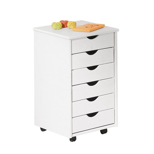 Sydney - Caisson 6 Tiroirs Bois Massif Vernis Blanc