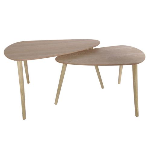 Bruna - Lot De 2 Tables Gigognes Triangulaires Xl Effet Bois