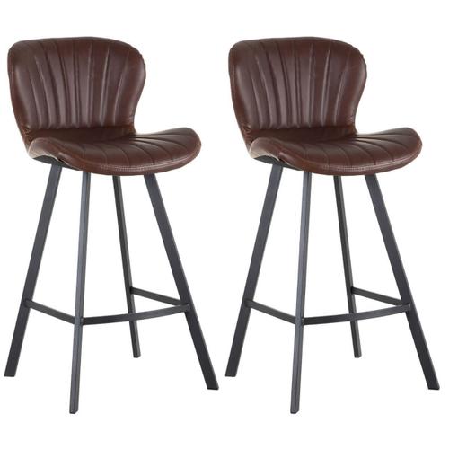 Thelma - Lot De 2 Tabourets De Bar Simili Marron