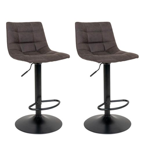 Magnus - Lot De 2 Tabourets Acier Et Tissu Gris
