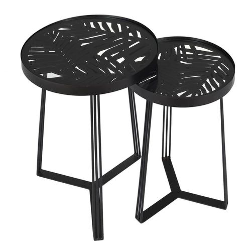 Sova - Tables Gigognes Noires Motif Feuilles