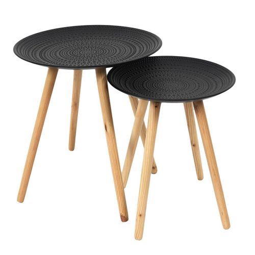Kapi - Tables Gigognes Noires Motif Pois En Relief