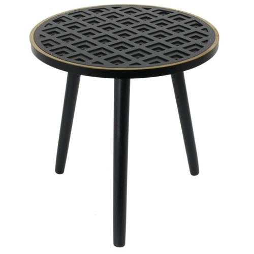 Lisea - Table D'appoint Ronde Plateau Noir Et Doré