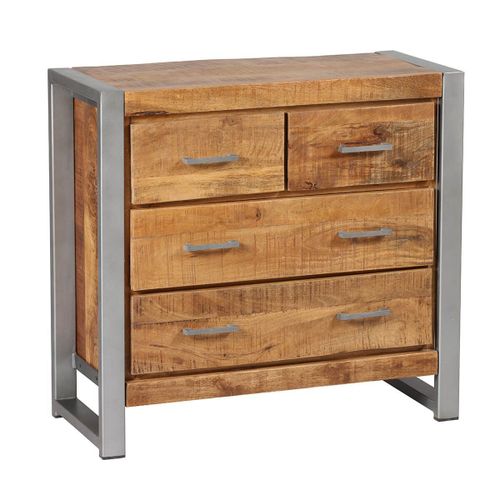 Palissa - Commode 4 Tiroirs Bois Et Acier Patiné