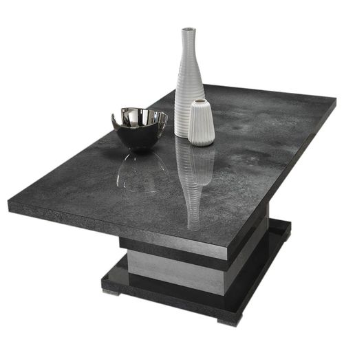 Hoffman - Table Basse À Pied Central Gris Aspect Pierre