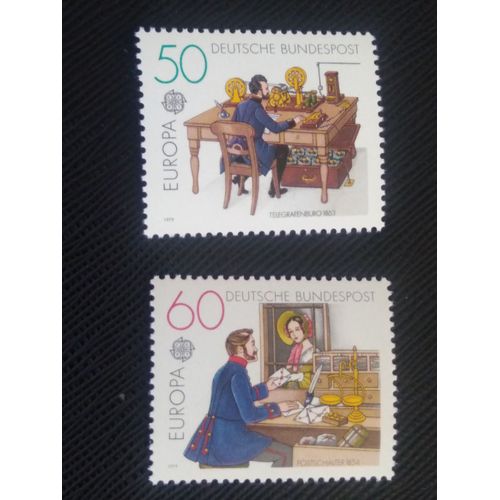 Timbre Allemagne / Rfa Y T 855 / 856 Séries : Europa (C.E.P.T.) - Histoire De La Poste 1979 ( 080708 )
