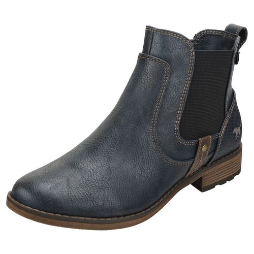 Mustang Side Zip Low Heel Femme Bottes Chelsea Bleu Naval