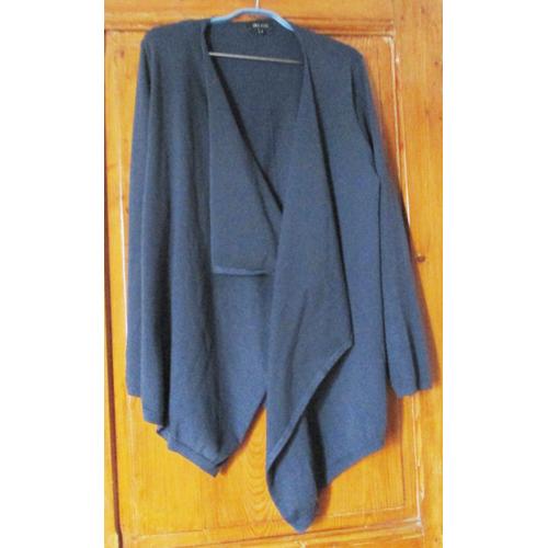 Gilet Bleu Marine À Pans Larges Retombants Et Sans Boutons - Manches Longues - 83%Polyester/17%Nylon - New Look - Taille 48