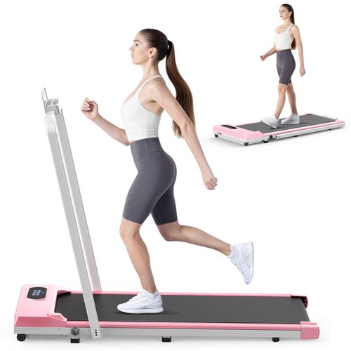 Tapis De Course Pliant 1-8 Km/H | 2.5hp | Avec Télécommande Et Écran Lcd | Charge Max 120 Kg | Rose