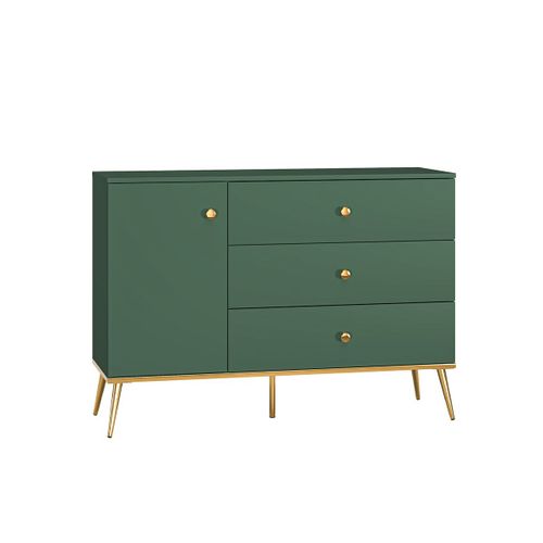 Buffet 1 Porte 3 Tiroirs Mélaminé Vert