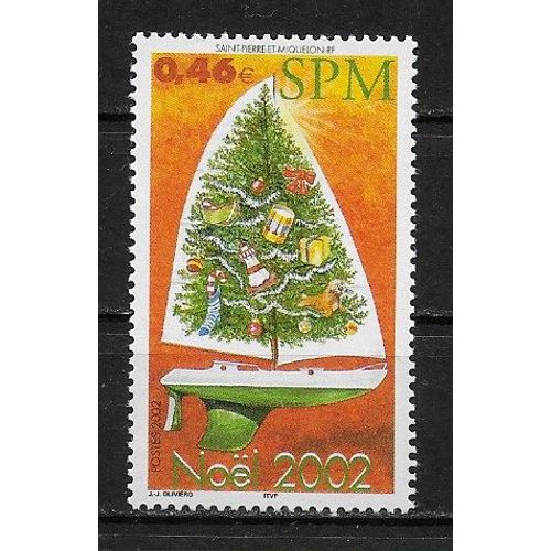 Saint-Pierre-Et-Miquelon 2002 : Noël : Bateau Avec Voile - Timbre Neuf **
