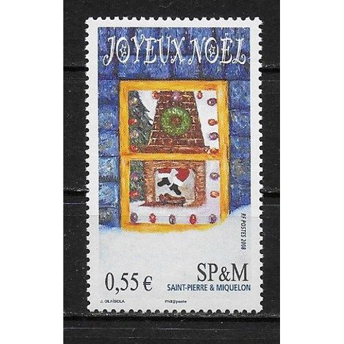 Saint-Pierre-Et-Miquelon 2008 : Noël : Jambes De Père Noël Dans Une Cheminée - Timbre Neuf **