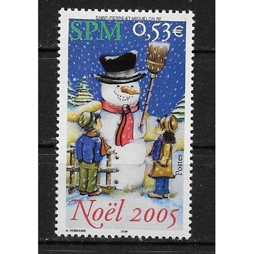 Saint-Pierre-Et-Miquelon 2005 : Noël : Enfants Regardant Un Bonhomme De Neige - Timbre Neuf **