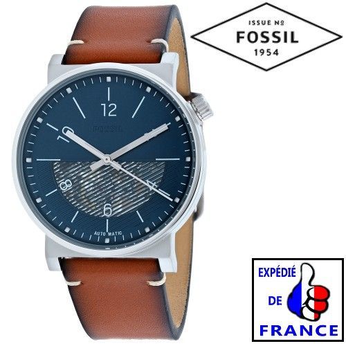 Montre Fossil Automatique Pour Homme - Barstow - Bracelet Cuir Brun Clair