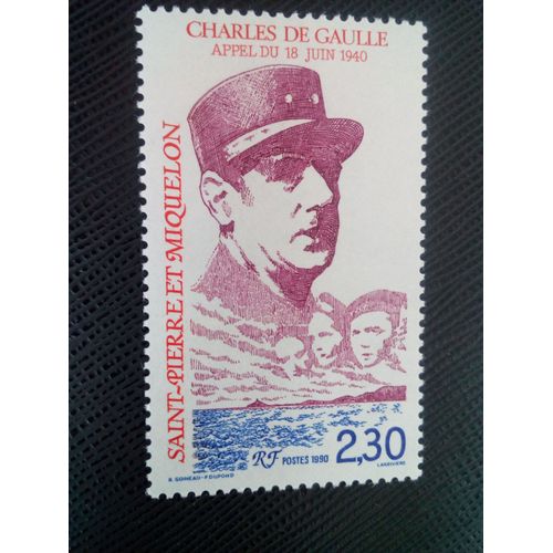 Timbre Saint Pierre Et Miquelon Yt 521 Cinquantenaire De L'appel De De Gaulle À La Résistance Française 1990 ( 050805 )