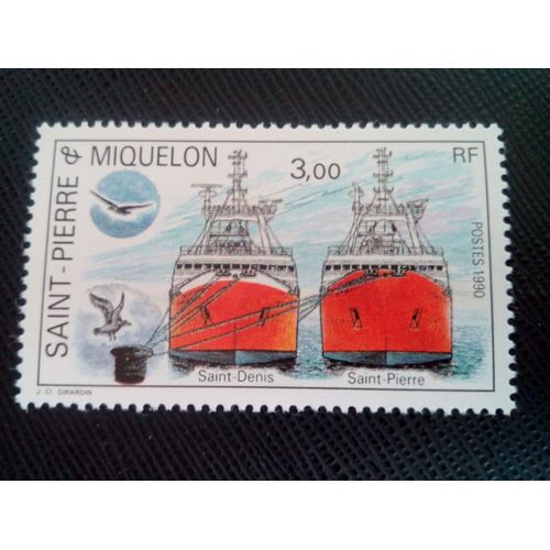 Timbre Saint Pierre Et Miquelon Yt 528 Proues De "Saint-Denis" Et "Saint Pierre" 1990 ( 050805 )