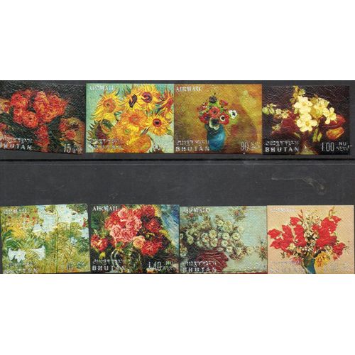 Bhoutan Timbres Les Fleurs De Van Gogh