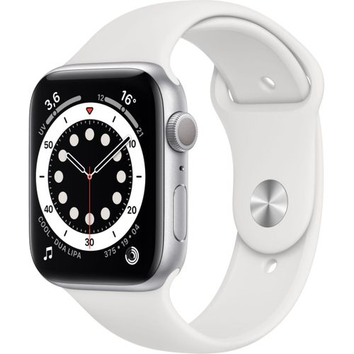 Apple Watch Series 6 (Gps) - Boitier 44 Mm Aluminium Argent Avec Bracelet Sport Blanc