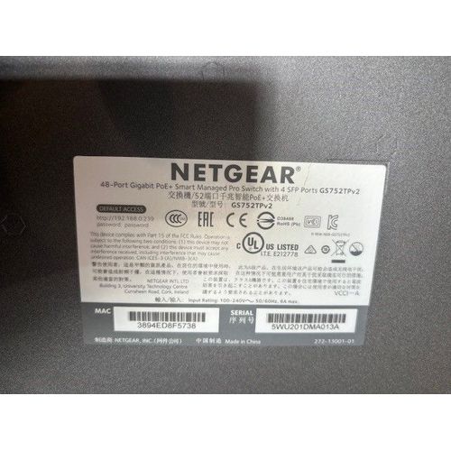 SWITCH NETGEAR GS752TPv2 48 ports PoE+