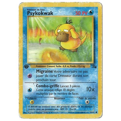 Carte Pokémon - Psykokwak 53/62 - Fossile Edition 1 Fr