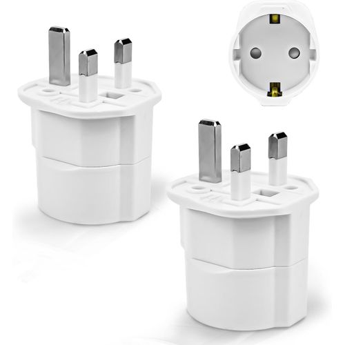 Blanc 2 Pièces Adaptateur Prise Anglaise, Adaptateur de Voyage France vers UK, Adaptateur de Prise pour Irlande, Angleterre, Ecosse, Dubaï, Malte, Adaptateur Type G (Blanc)