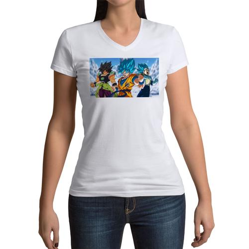 T-Shirt Femme Col V Dragon Ball Super Z Broly Manga