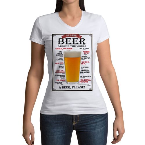 T-Shirt Femme Col V Comment Commander De La Bière Dans Le Monde