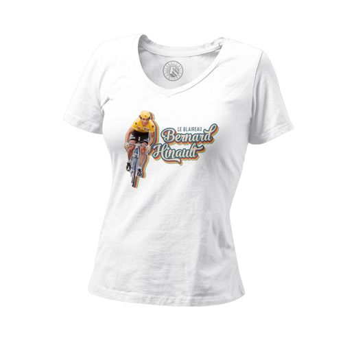 T-Shirt Femme Col V Bernard Hinault Vintage Vélo France Cyclisme Tour