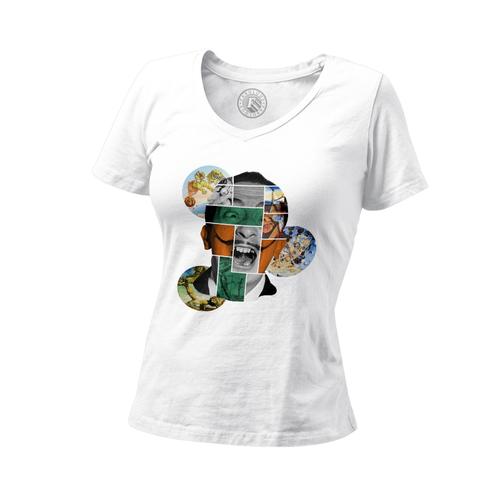 T-Shirt Femme Col V Salvadore Dali Collage Art Artiste Peinture Surrealisme