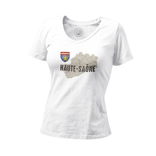 T-Shirt Femme Col V Haute Saône 70 Département Carte Ancienne Bourgogne