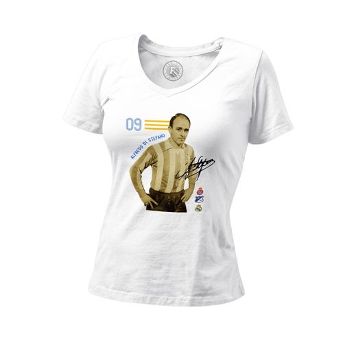 T-Shirt Femme Col V Alfredo Di Stefano Vintage Footballeur Foot Star